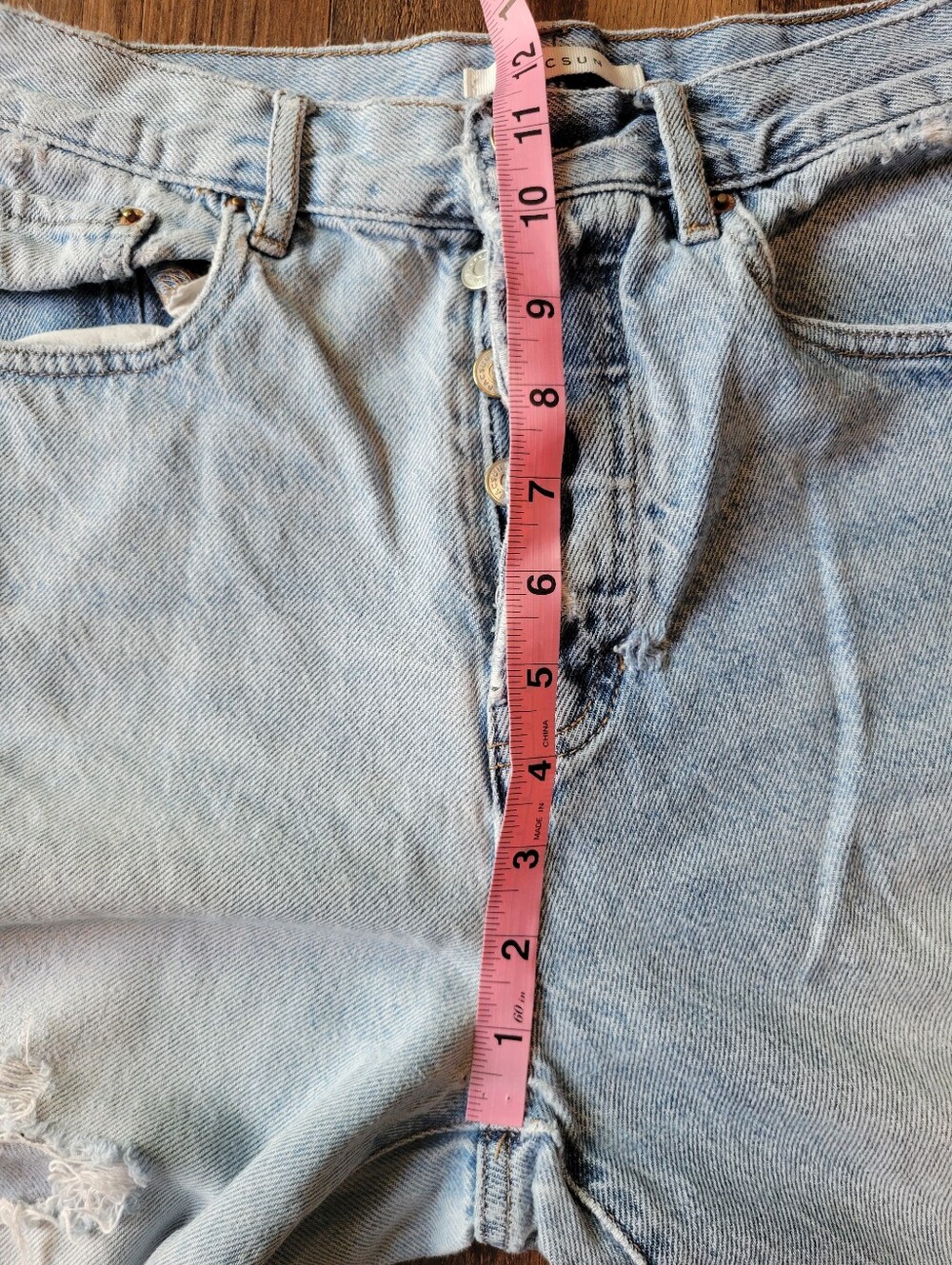 PacSun 100% Cotton Well Worn High Waist Straight Leg Distressed Denim Jeans - Picture 8 of 9